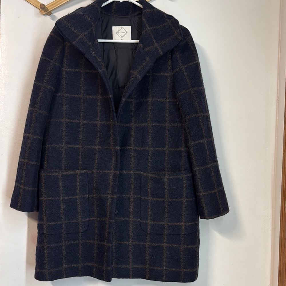 Blue Pea Coat with Classic Style and Textured Fabric